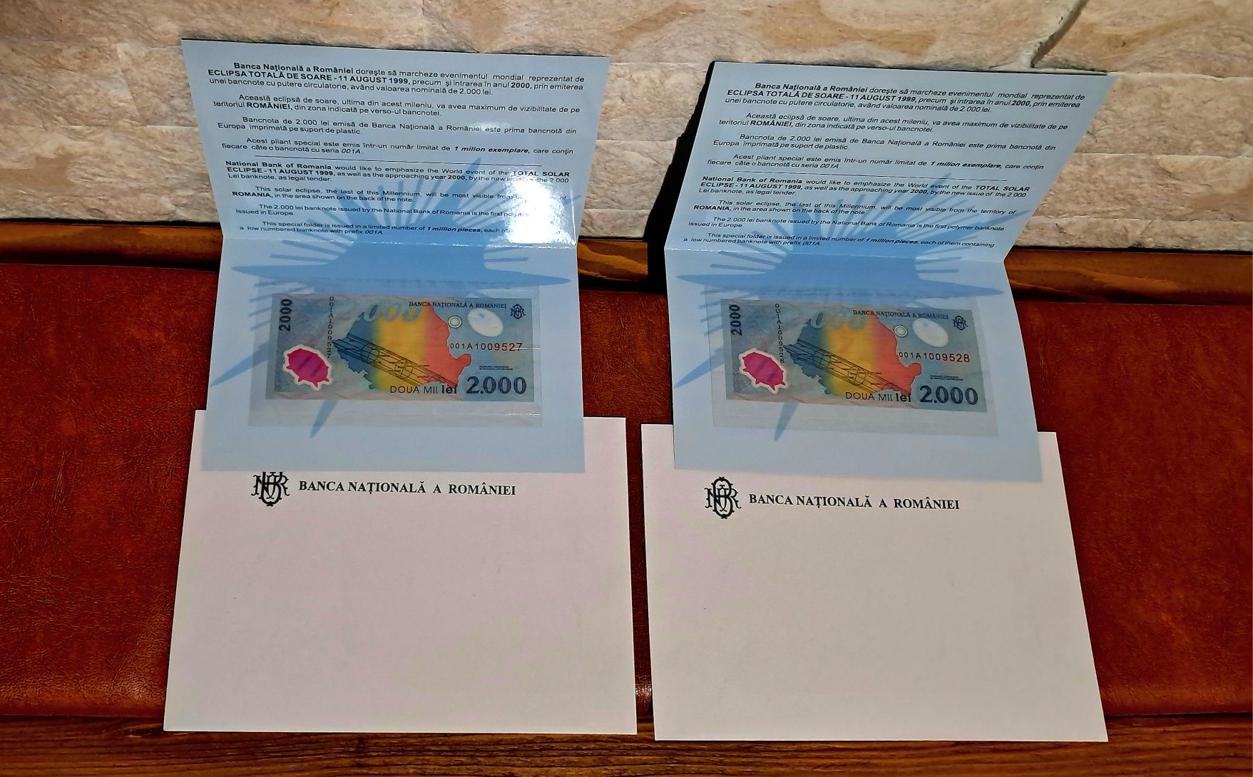 Bancnote 2000 lei 1999 UNC,Consecutive,  bani vechi.