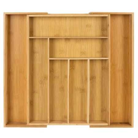 Кухненски бамбуков органайзер за прибори за чекмедже, разтегателен