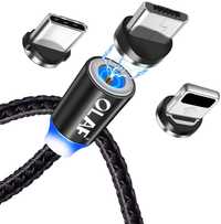 USB магнитен 2м кабел OLAF 2 за бързо зареждане iPhone microUSB Type-C