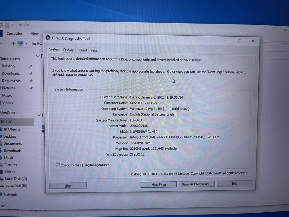 Laptop Lenovo Thinkpad