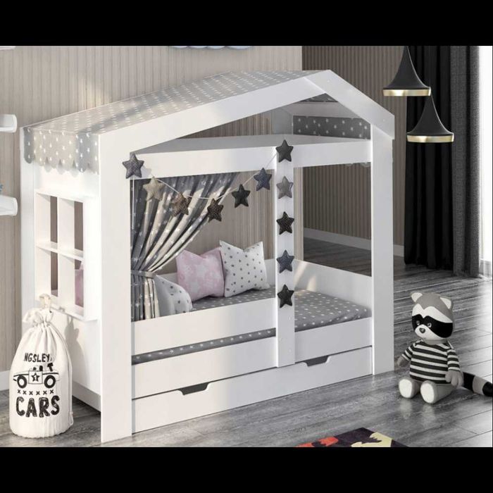 Детская кровать домик «Сказка» с окошком, белая, 160х80 см