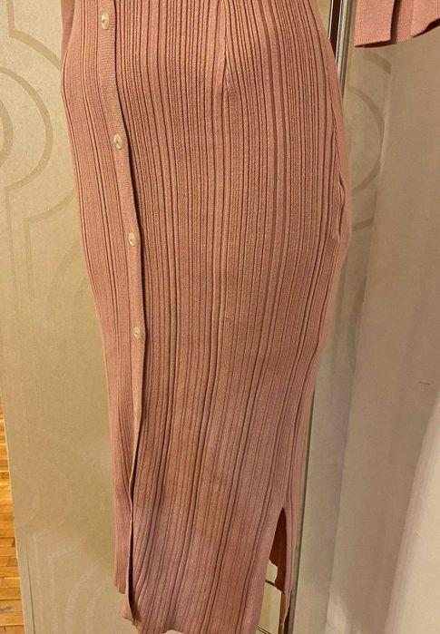 Rochie midi tricot cu slit lateral si maneca 3/4 Orsay