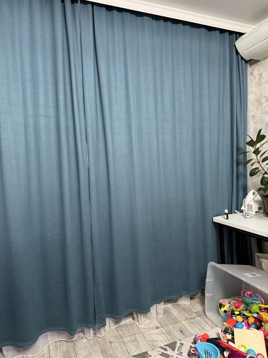 Шторы синие из высококачественного материала