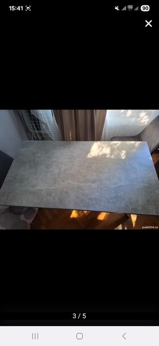 Masa living gri structură metalică 150x80