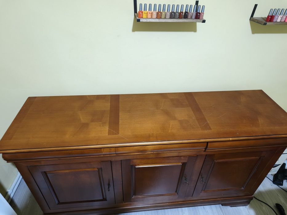Comoda Bufet LOUIS PHILIPPE Mobexpert, 3 uși, Lemn Masiv Fag, Cires