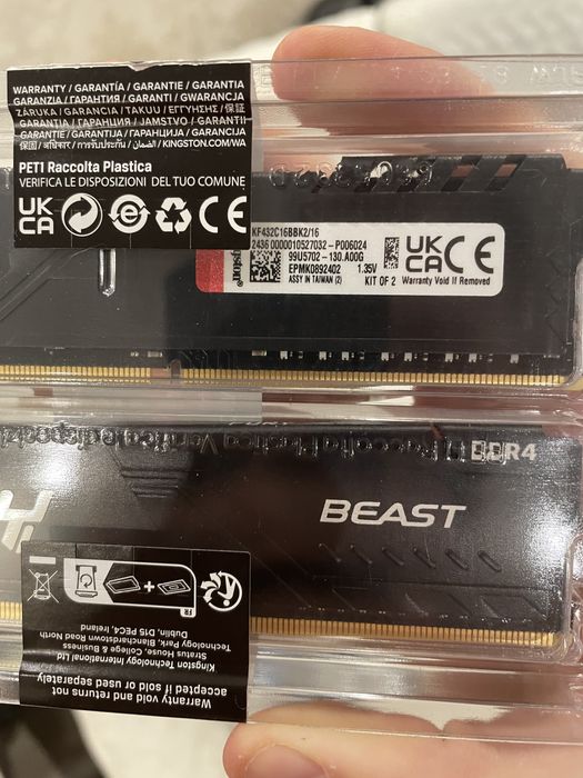 Оперативная память ddr4 kingston fury beast 32 gb (4х8) 3200 cl 16