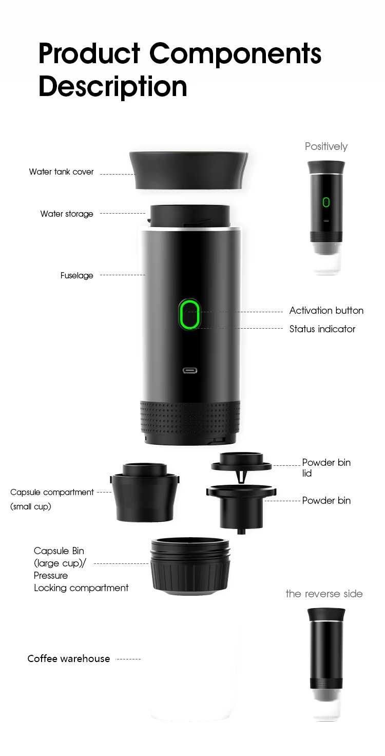 Aparat de cafea espressor portabil electric,  3 în 1, NOU