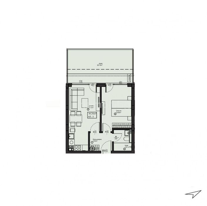 Продава двустаен, €112900, 53кв.м. в Малинова долина