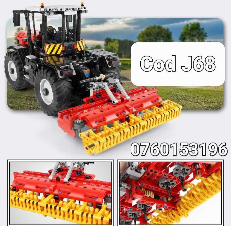 Tractor agricol-Lego technic cu utilaje functionale cu telecomanda-J68