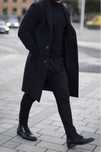 Palton slim 56 XXL XXL premiu Class Men lana moale respirabila negru