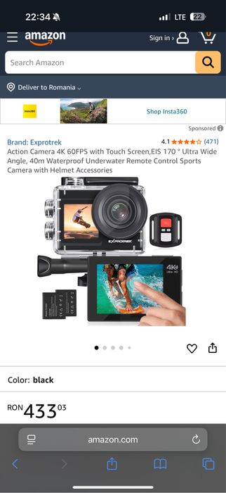 Action Camera 4K 60FPS with Touch Screen,Ultra Wide,40m Waterproof NOU