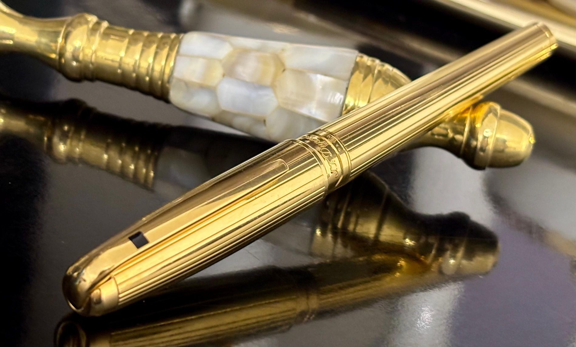 Stilou ST Dupont Olympio Gold Peniță Aur 18 Kt