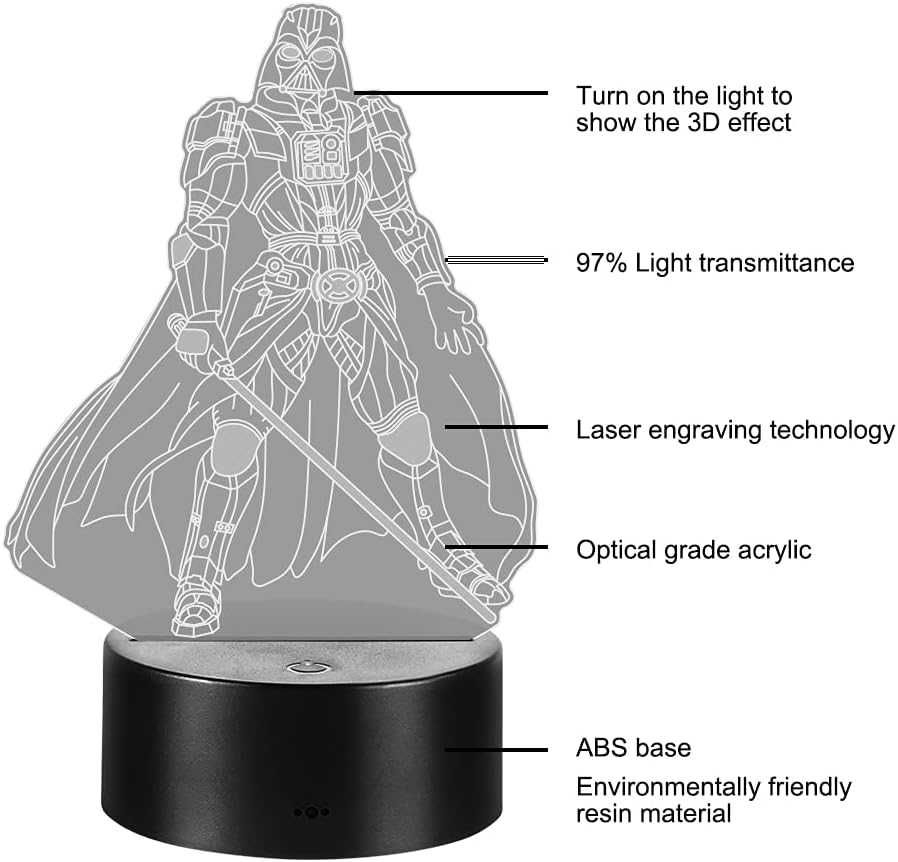 Star Wars 3D лампа с 3 плаки, 16 цвята, дистанционно