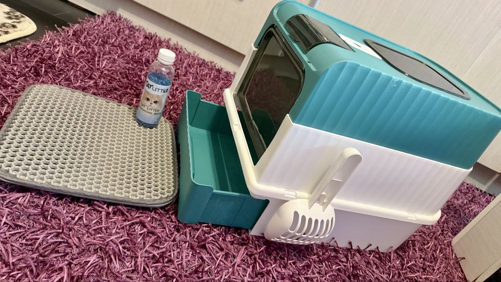 Set LITIERA complet inchisa pentru pisici, odorizant, covor, lopata