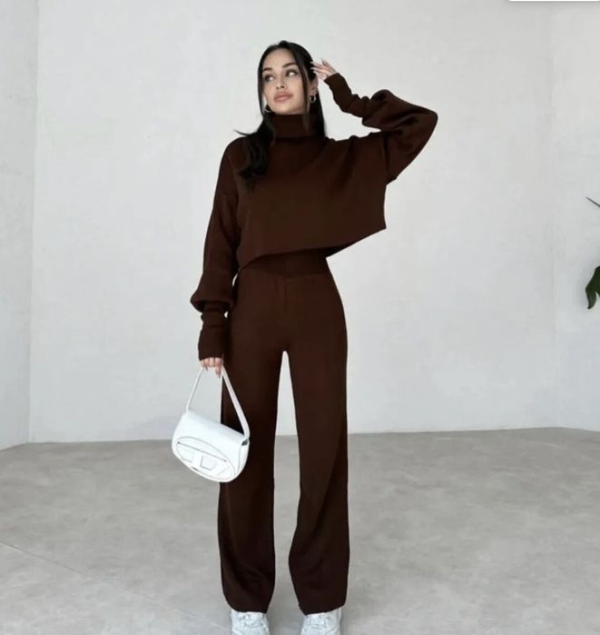 Плетен комплект висока талия