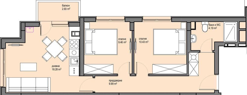Продава се Тристаен апартамент в София, Красна поляна 2 - 78 кв.м за 1694 €/кв.м - Снимка #1
