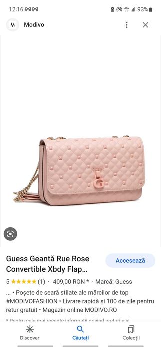 Geanta guess rue rose
