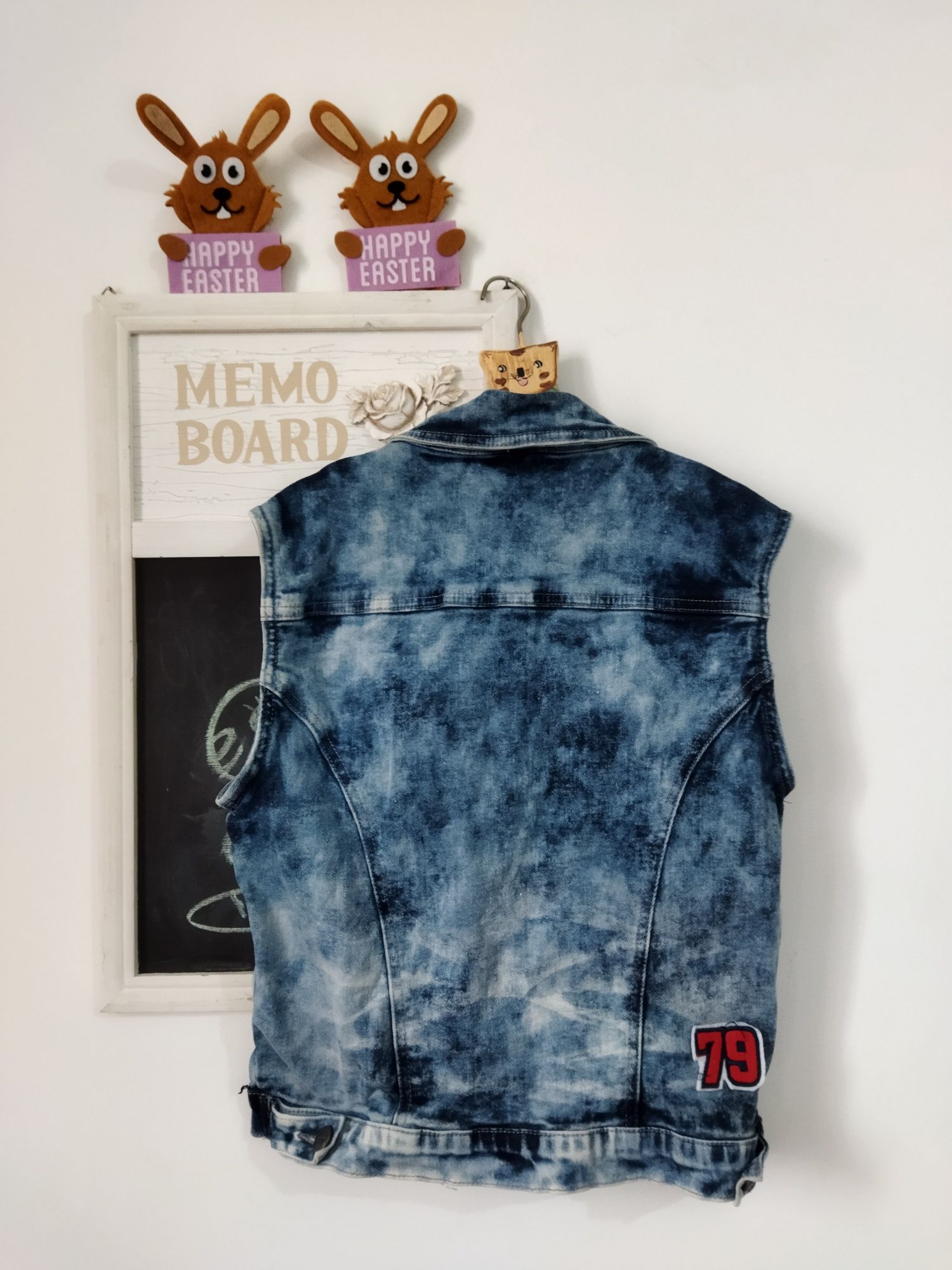 Vesta din blugi cu modele unisex copii vârstă 10-15 ani Rock Punk