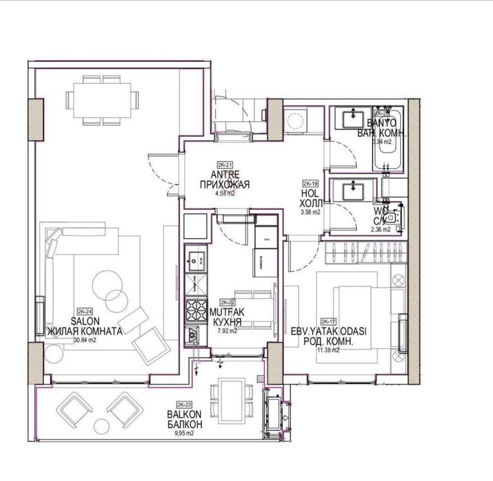 Продается 2х комнатная квартира,Ташкент Сити,Шайхантахурский р-н,68м2