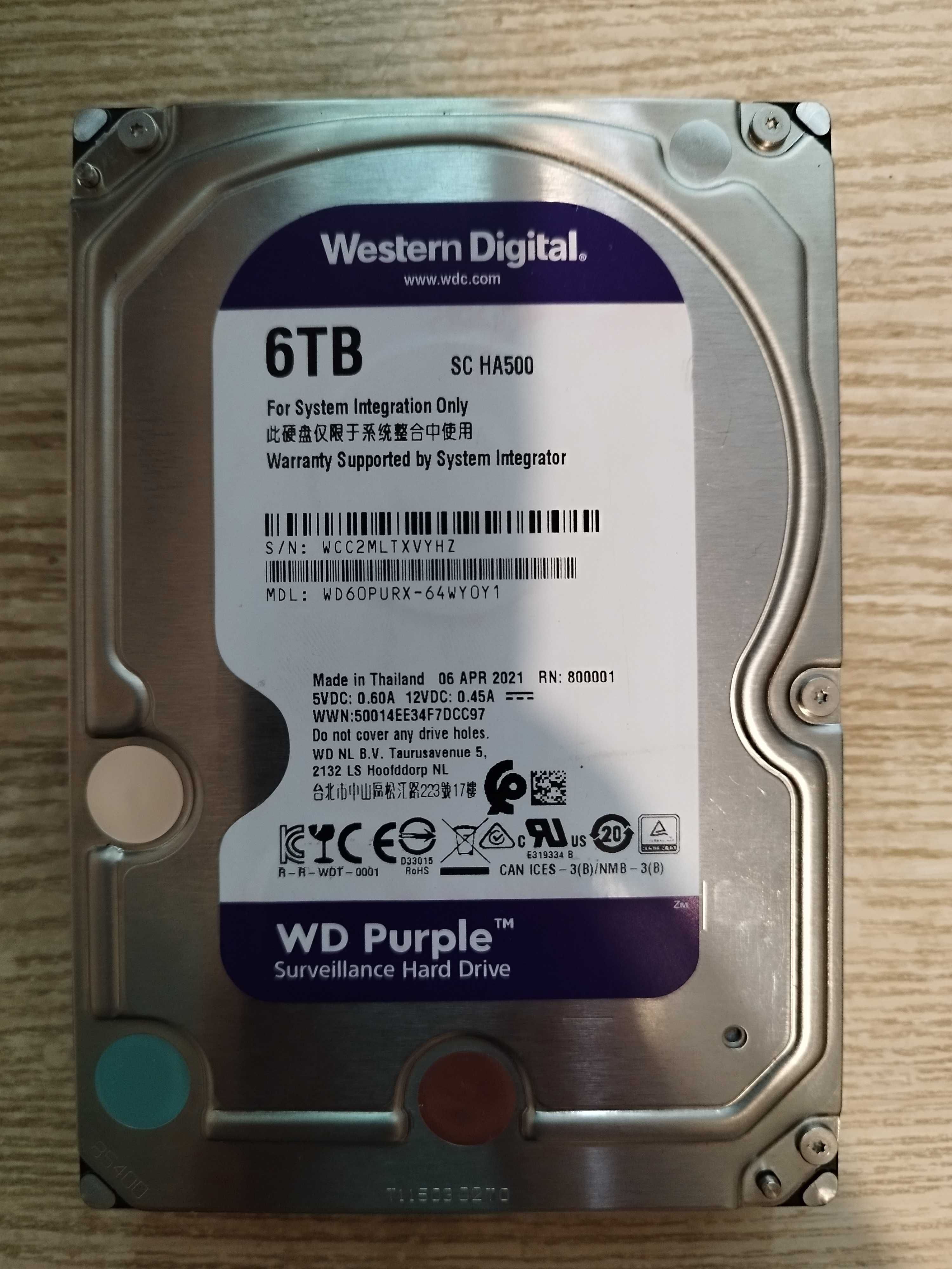 Western Digital 6 ТБ Внутренний жесткий диск (WD60PURX)