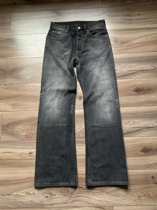 Acne Studios 2021M black paint splatter flared unisex Jeans