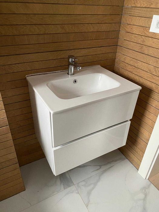 Masca baie + lavoar Cloud, cu sertare, alb, suspendat SaviniDue