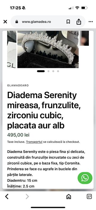 Diademă mireasa zirconiu