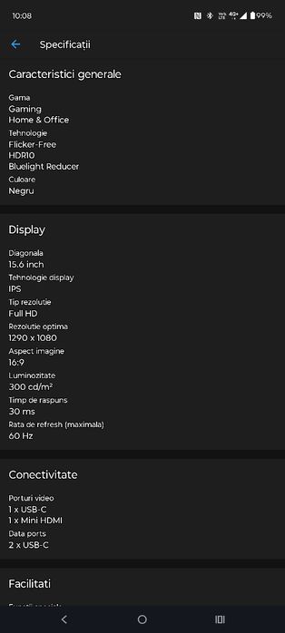 Monitor portabil, ARZOPA, A1T 15.6", USB-C