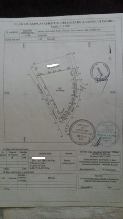 Teren vanzare Izvoarele, Voinesti, Dambovita 2298m2