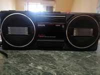 Vintage Black PHILIPS D8040 AM FM Stereo Radio Cassette Boombox