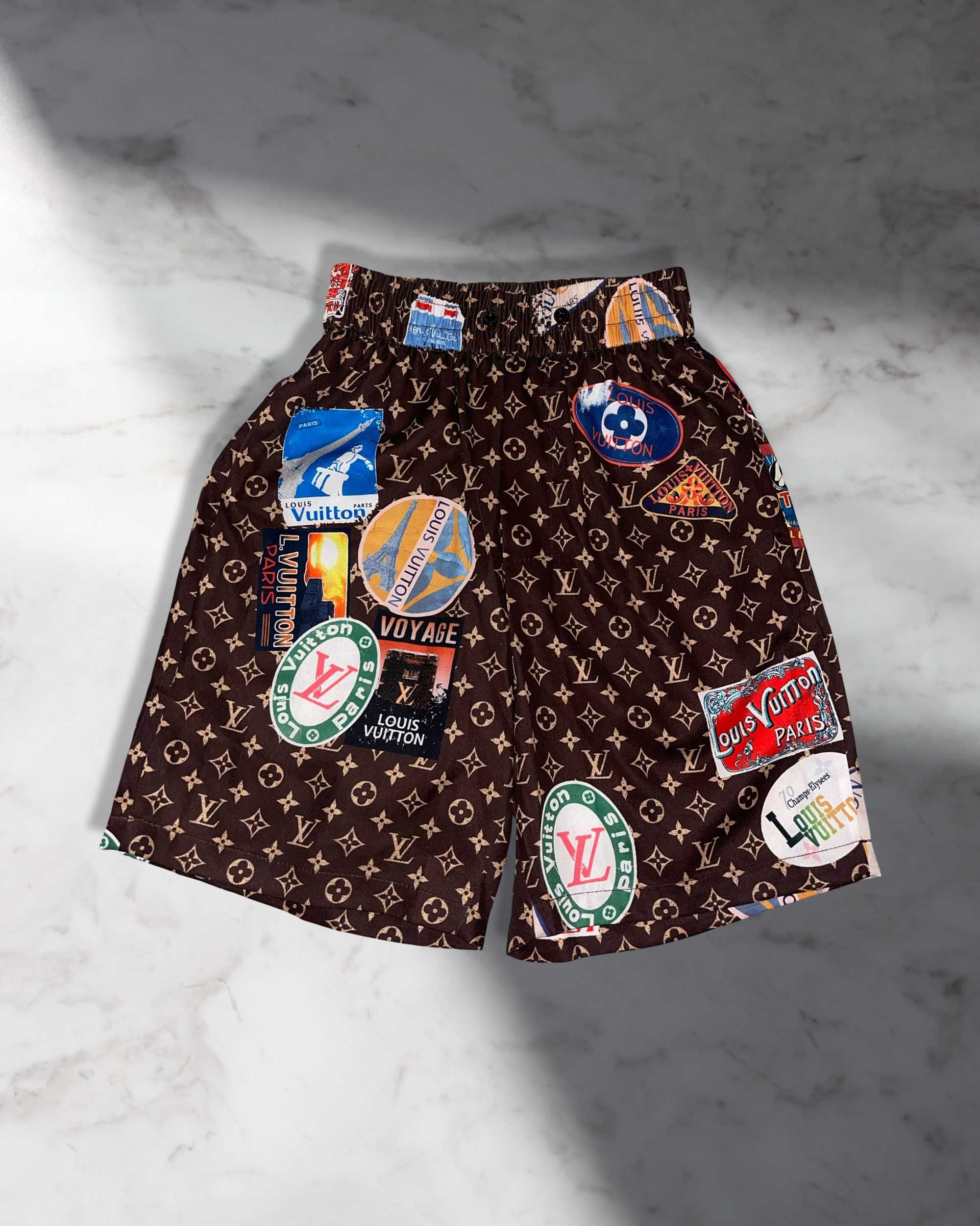 унисекс сет комплект ЛВ кафяв риза панталонки louis vuitton LV летен