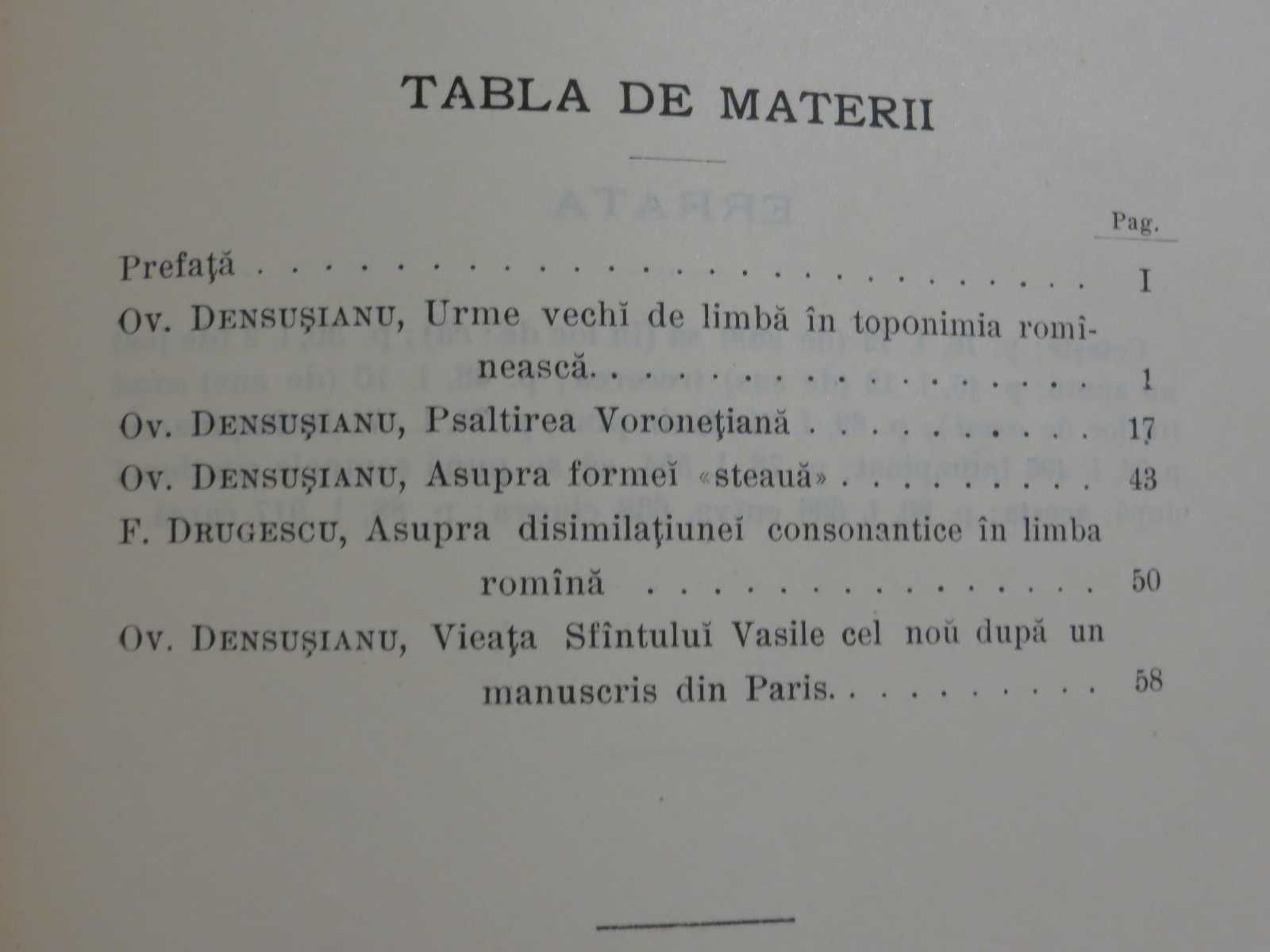 Studii de filologie romana  Ovid Densusianu  1898