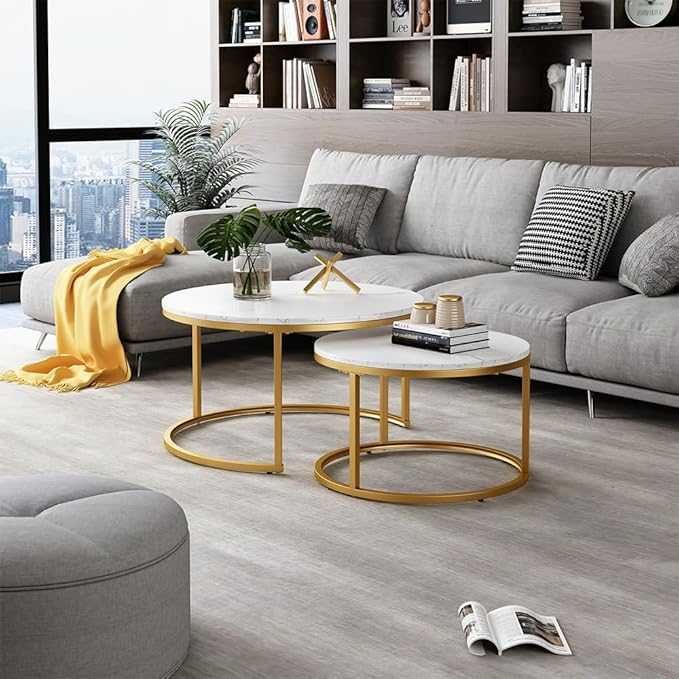 Холна маса Vicco Montreal, бяло/златно, 77 х 40 см, 2 бр