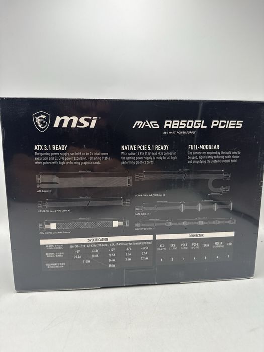 Sursa MSI MAG A850GL PCIE5 neagra  850W Sigilata C3