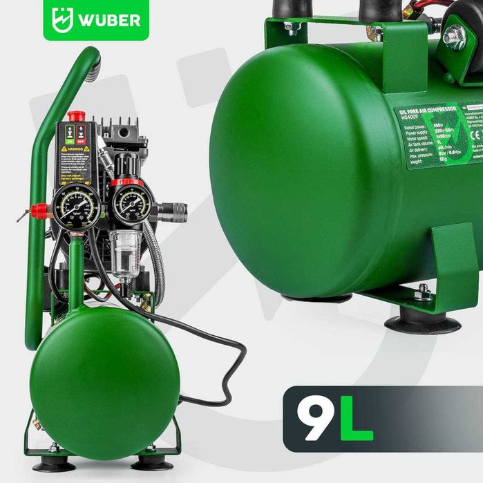Compresor de aer silentios Wuber, putere 550W, rezervor 9L