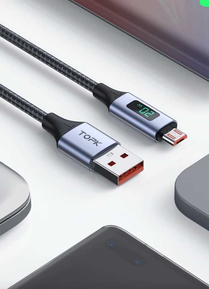 Кабел за бързо зареждане с дисплей! Type C, usb A, iphone, micro usb.