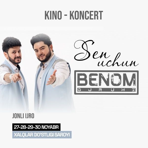 "Benom" guruhi 2025-yilgi konsertiga 2 ta yonma yon bilet