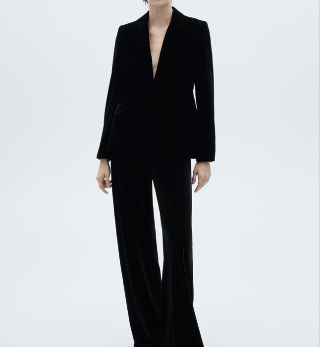 Mango sacou negru catifea