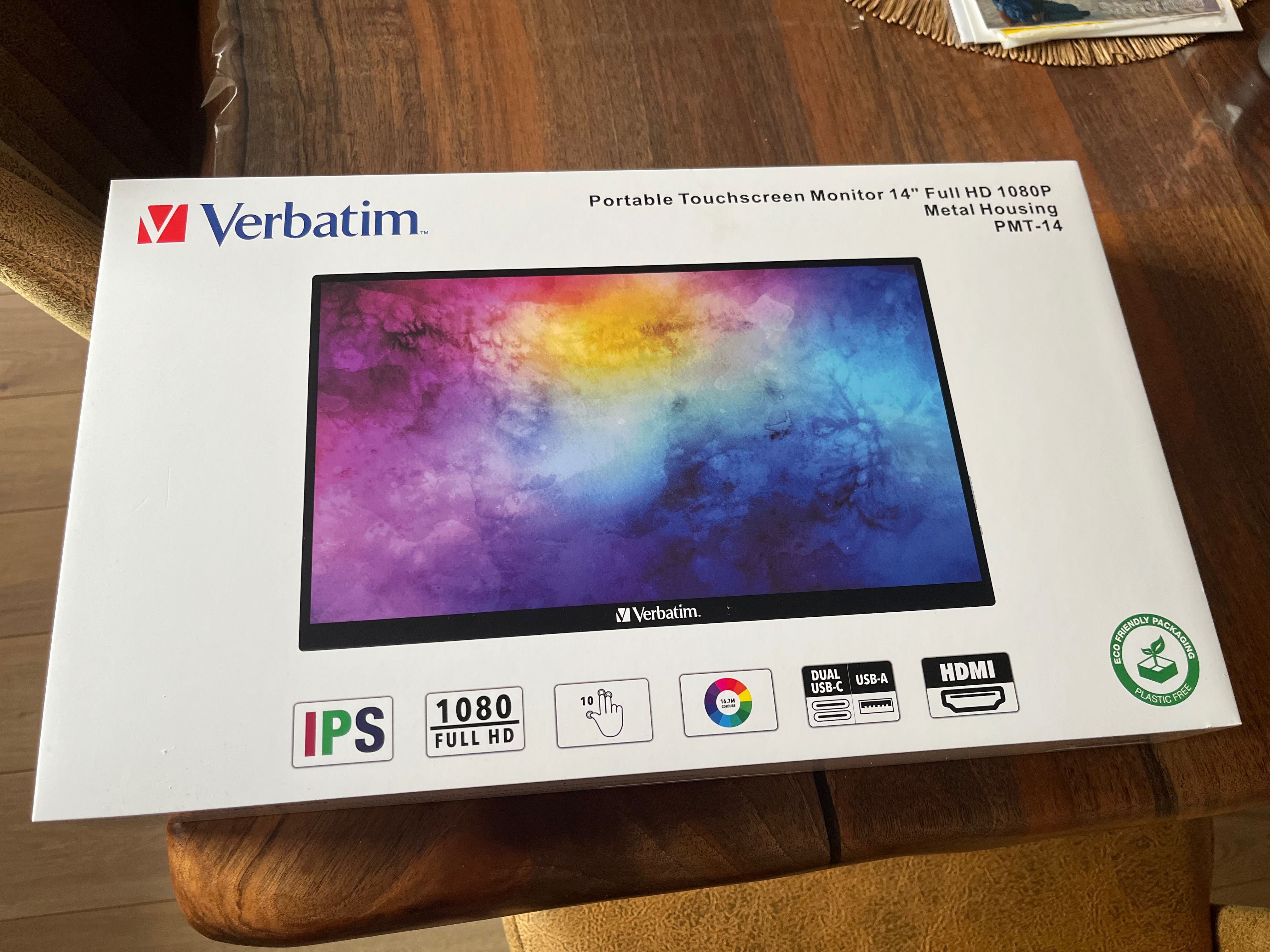 Монитор Verbatim PMT-14, 14 инча Touchscreen LED IPS, FULL HD