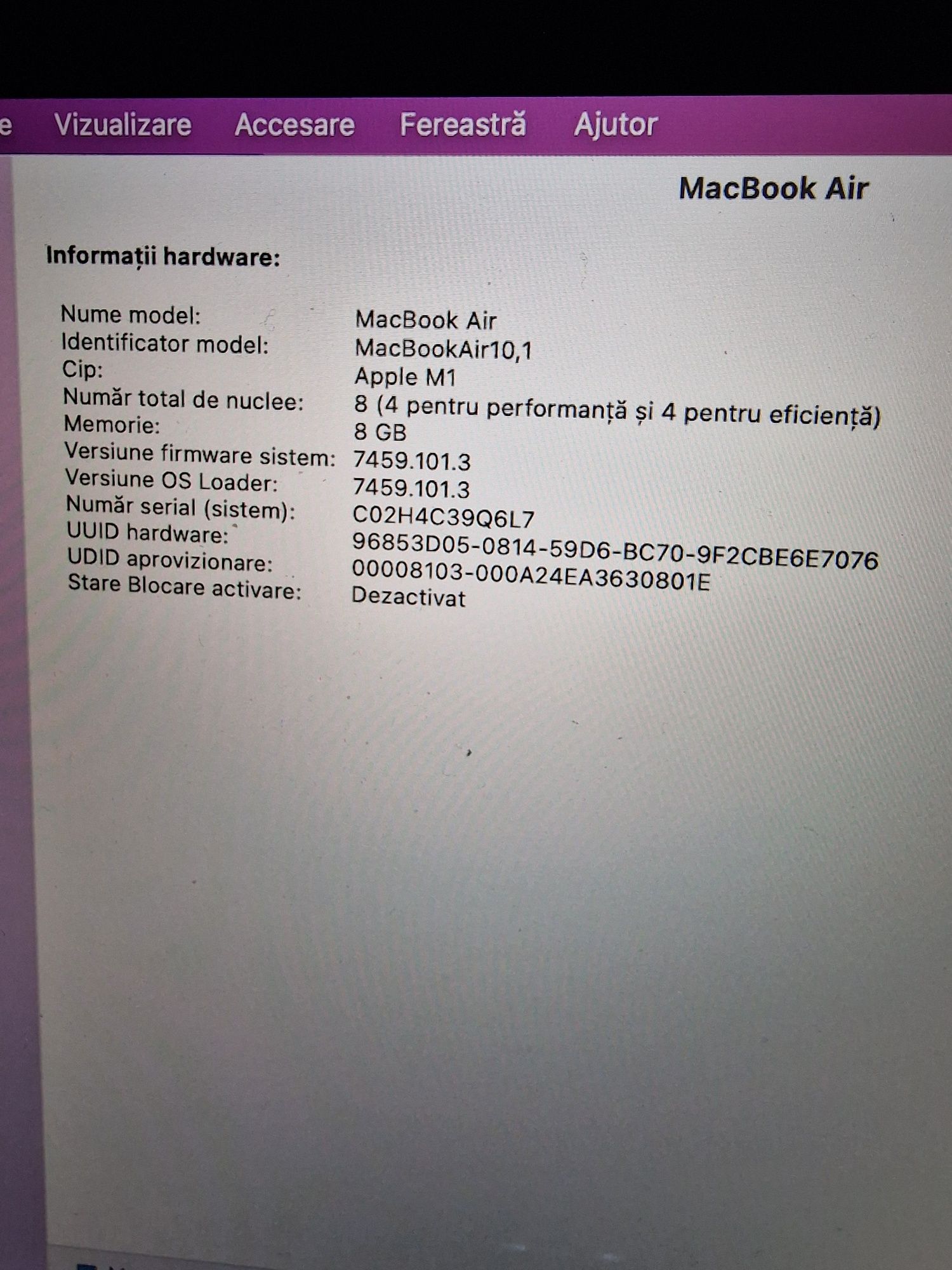 Laptop MacBook Air M1 2020