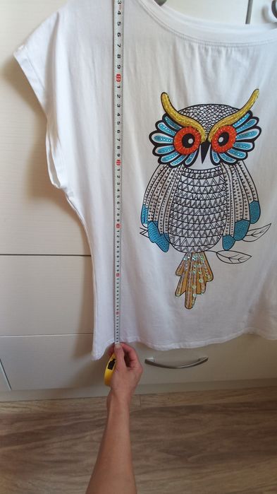 Блуза с къс ръкав и бухал от камъни М/Л