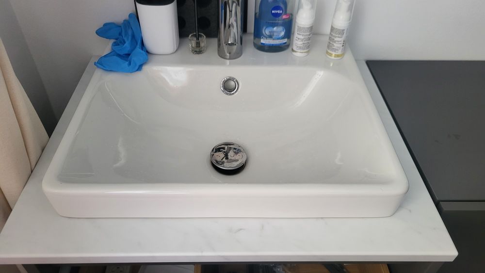 Masca lavoar+sertare/lavoar/baterie gri inchis/alba marmura