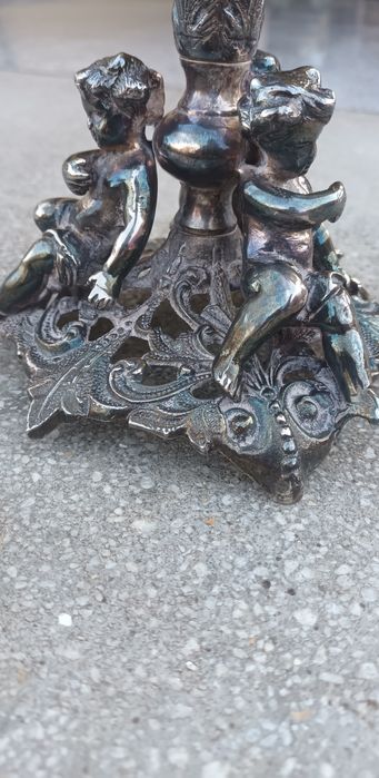 Obiect vechi Argintat cu vas din Cristal