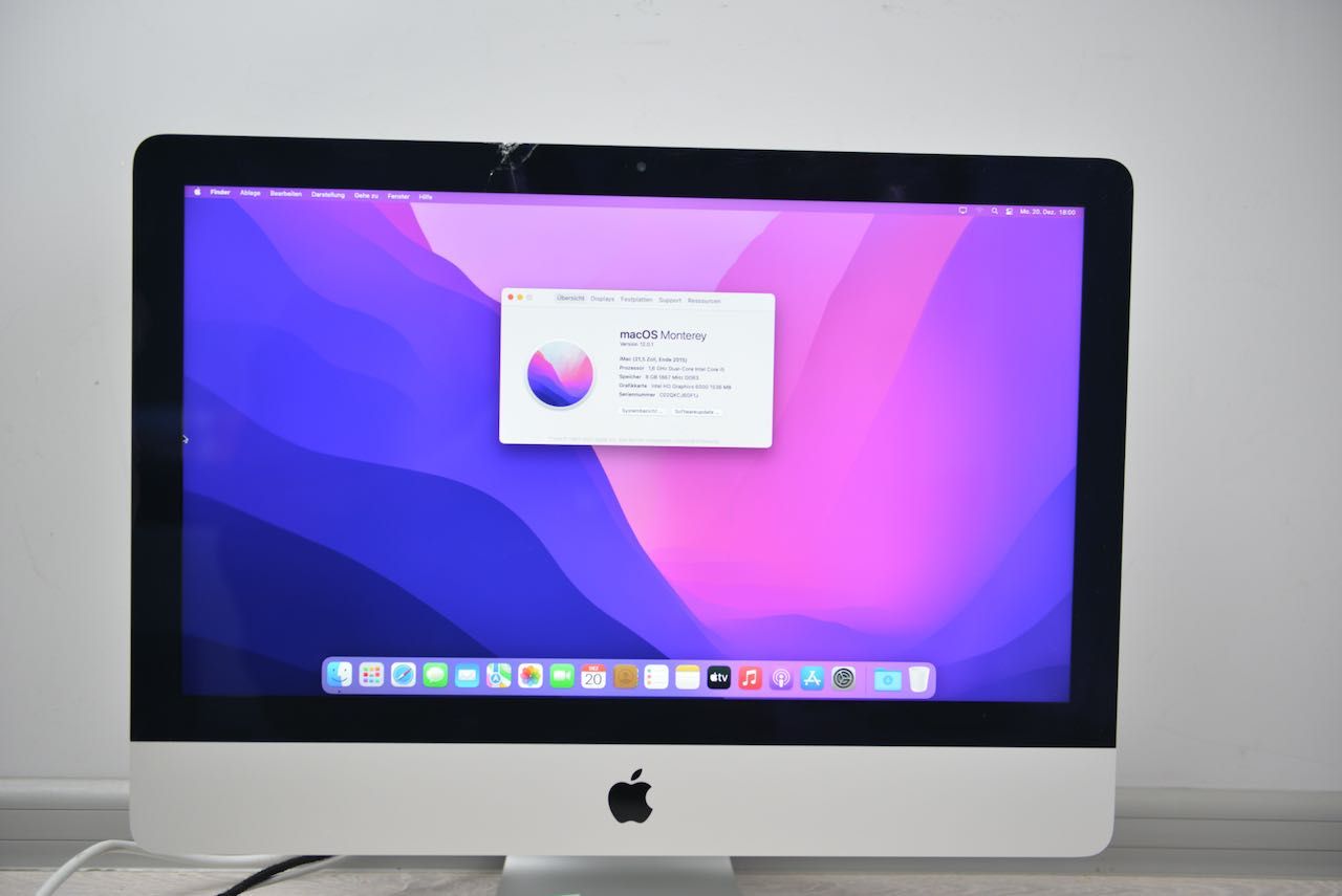 Apple iMac Late 2015 Intel Core I5 1,6 GHz 8GB Ram 1867MHz 1TB , 21,5"