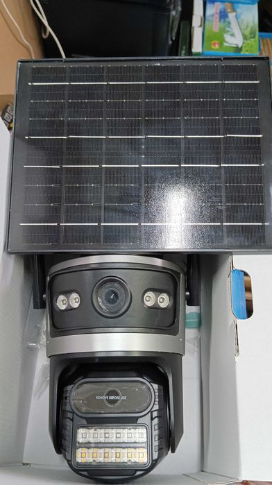 Двойна соларна безжична въртяща камера 4G 12MP iCSee работи с СИМ SIM