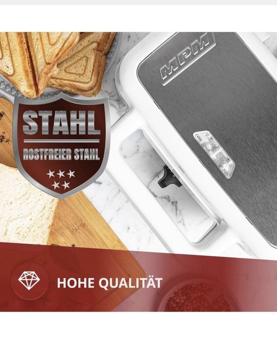 MPM 3-в-1- Тостер сандвич и контактна скара с 3 подвижни плочи ,1200W