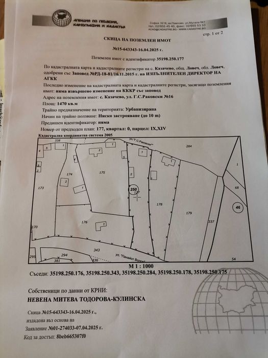 Продава се дворно място село Казачево област Ловеч