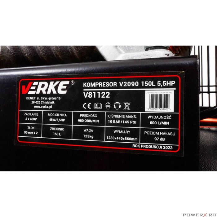 Compresor 150 litri, 2 pistoane pe ulei, motor electric 5.5 Cp,