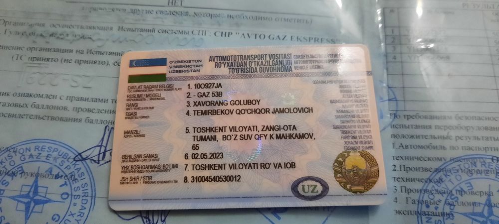 Gaz 53 B camasval  dakument joyida