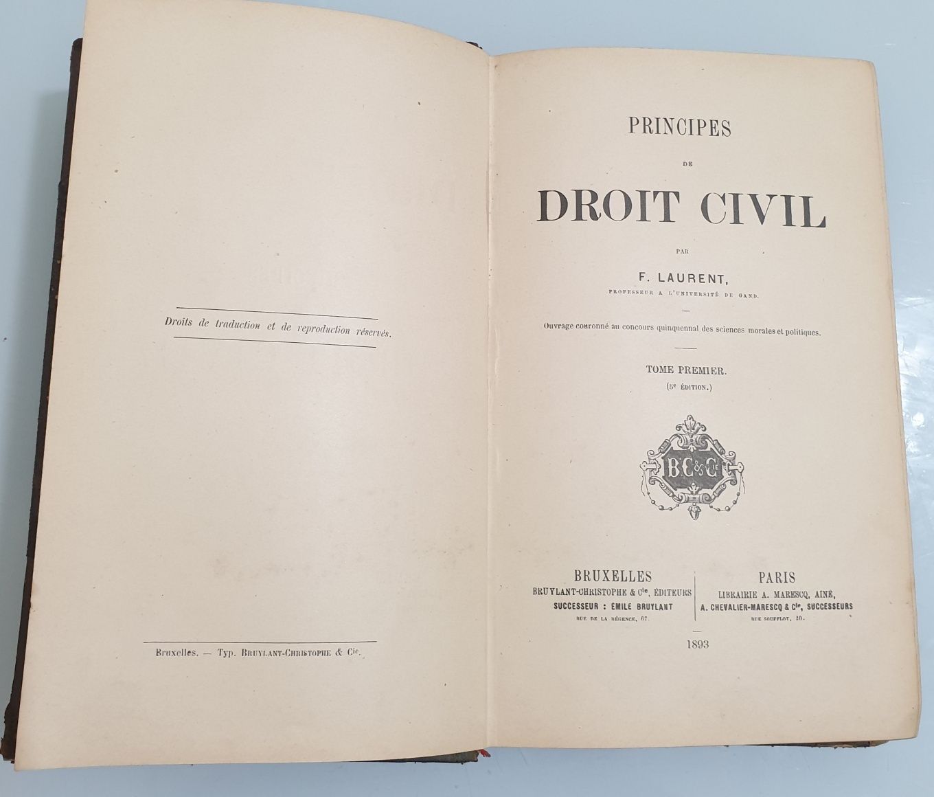 Pricipes de Droit Civil - F. Laurent 1893.Apartinut lui Ioan N. Roman